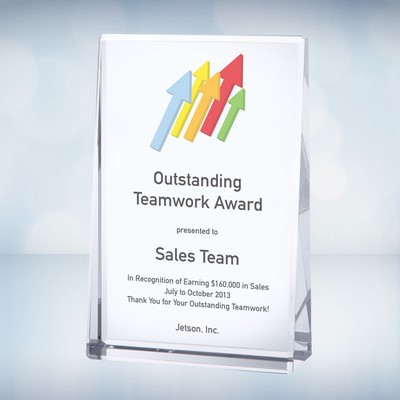 5" Color Imprinted Vertical Rectangle Optical Crystal Award Plaque