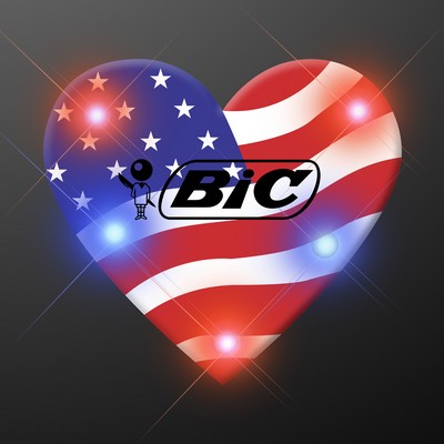 Light Up Heart of America Flashing LED Pins - PRINTED