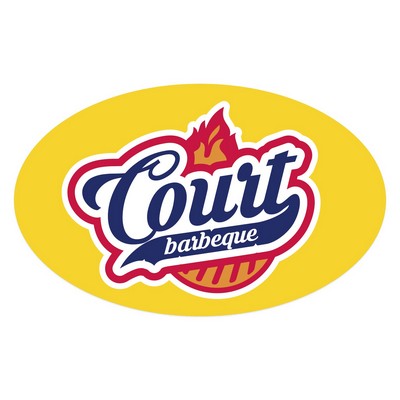 Oval Sticker | 5" x 8" | White Vinyl | Ultra Removable Adh Back | Screen