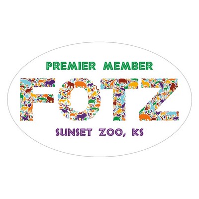 Oval Sticker | 2 1/2" x 4"| White Vinyl | Ultra Removable Adh Back | Digital