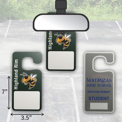 USA Made Laminated Parking Permit | Rear View Mirror Hanger - Rectangle (3.5x7") Rounded Corners