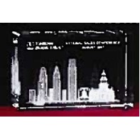 3-D Crystal Philadelphia Skyline in Horizontal Award w/Customization (4")