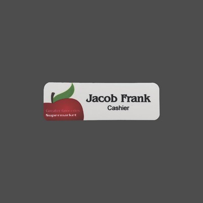 White Metal 4-Color Process Name Badge (1"x3")