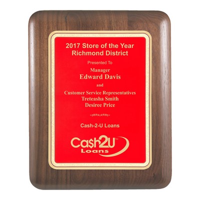 Red Plate Walnut Plaque w/Elliptical Edge (9"x12")