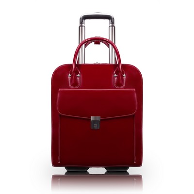 UPTOWN | 15" Red Leather Vertical Wheeled Laptop Case | McKleinUSA