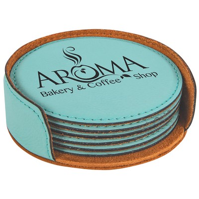 Round Leatherette 6-Coaster Set