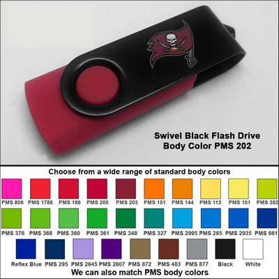 Swivel Black Flash Drive - 4 GB Memory - Body PMS 202
