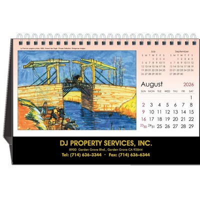 Art Gallery 2026 Desktop Calendar w/Foil Stamped Hardboard Easel