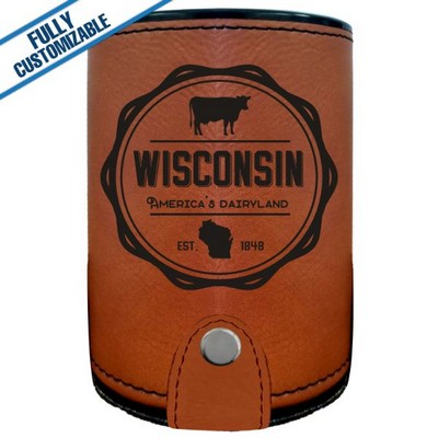 Saddle Tan Leatherette - Dice Cup With 5 Dice