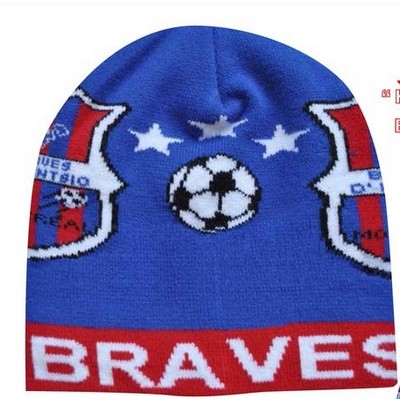 Circular Knit Motif & Logo Beanie