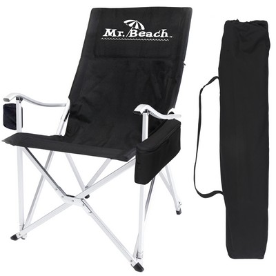 Folding High Back Aluminum Arm Chair w/Cooler & CarryBag
