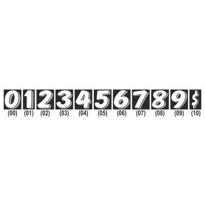 Windshield Number Decals- 7 1/2" (REVERSE Black/White)