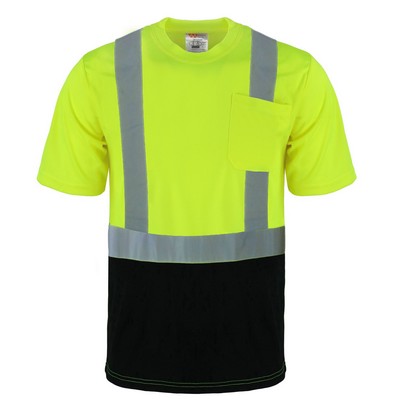 Safety Brite SB-C2SSBB Class 2 Short Sleeve HI VIS T-Shirt with Black Bottom