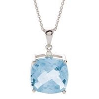 Jilco Inc. 12 Mil Cushion Cut Blue Topaz Necklace