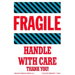 Fragile Handle With Care Paper Labels - 4" x 6"