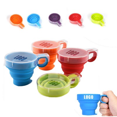Folding Silicone Mug with Handle and Clear Cover