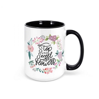 15 oz. White Ceramic Coffee Mug with Colored Inside/Handle- Sublimation