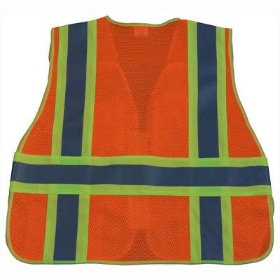 Orange Mesh Lime Contrast Binding Expandable Breakaway Public Safety Vest