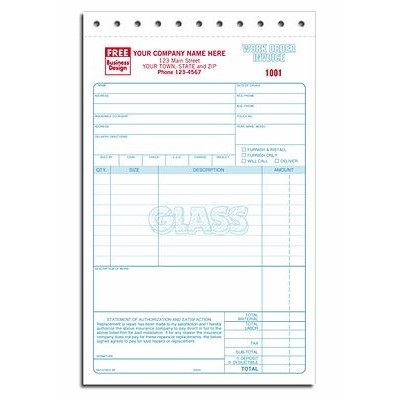 Work Order Invoices - Glass Repair (3 Part)