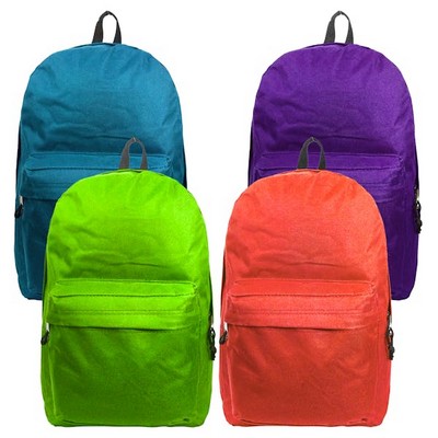 16 Basic Backpacks - 4 Vibrant Colors (Case of 16)