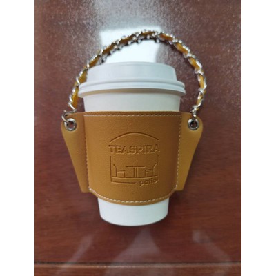 Reusable PU Coffee Cup Sleeve with Chain