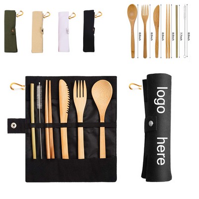 6 Pieces Cutlery Utensil Set With Storage Roll Pouch