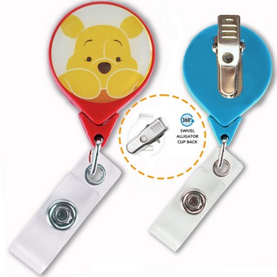 Large No Twist Tear-Drop Badge Reel w/ 360 Swivel Bulldog Clip