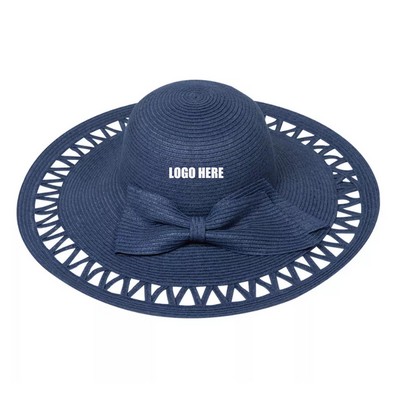 Women Straw Hat w/Bowknot