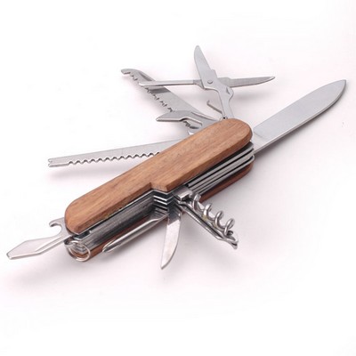 11" 1 Folding Pocket Knife with Wood Handle