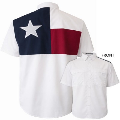 Texas Flag Pescador Polyester Short Sleeve Fishing Shirt