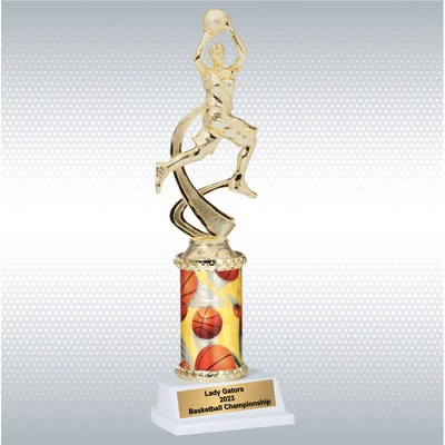 10" Assembled Female Basketball Trophy w/ White Base
