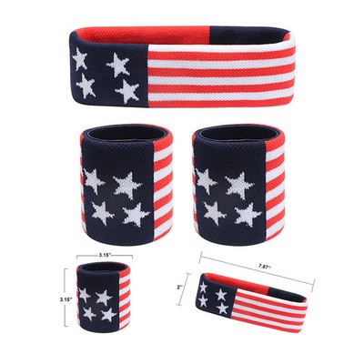American Flag Sweat Headband & Wristband Set