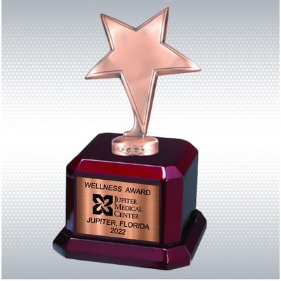 9 1/2" Bronze Star Trophy Award on Rosewood Royal Piano Finish Base