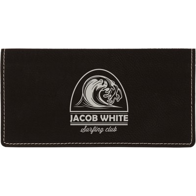 6 3/4" x 3 1/2" Black/Silver Leatherette Checkbook Cover