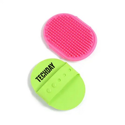 Pet Shampoo Bath Brush Soothing Massage Rubber Comb with Adjustable Ring Handle