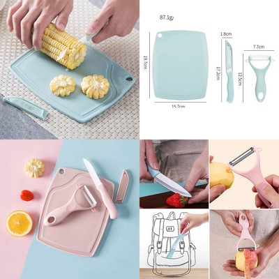 Cutting Board Kitchen Ceramic Fruit Knife Set