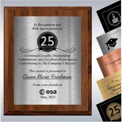 7" x 9" Cherry Finish Wood Plaque Personalized Years of Service Gift Award