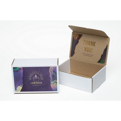 Full Color White Display Mailer Box w/2 Sided Imprint (10" x 7" x 4")