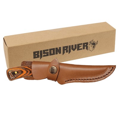 Bison River Fixed Blade Wood Knife with Leather Sheath