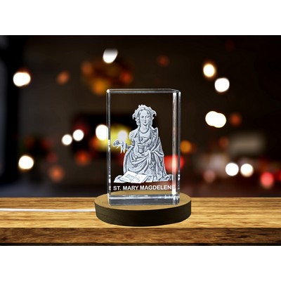 St. Mary Magdalene 3D Engraved Crystal Award w/LED Base