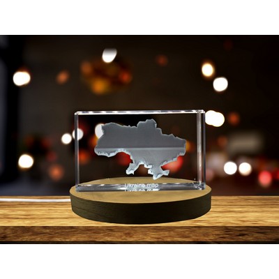 Ukraine 3D Engraved Crystal Trophy Award Keepsake with LED Base Light for Elegance and Recognition