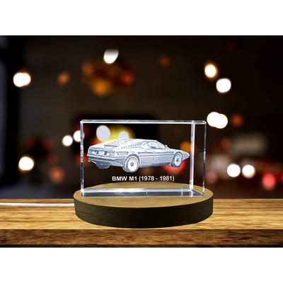BMW M1 (1978-1981) 3D Engraved Crystal Trophy Award w/LED Base Light