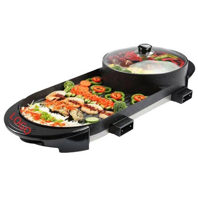 2" 1 Multifunctional Hot Pot and Grill Electric BBQ Indoor