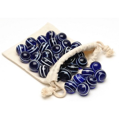 Dark Blue Stripe Glass Marbles for Solitaire- Set of 33
