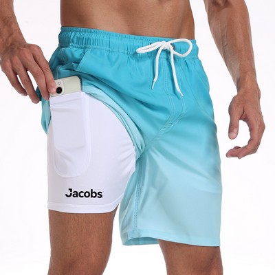 American Trends Men's Swim Trunks Board Shorts Quick Dry Mens Swimming Trunks with Compression Liner