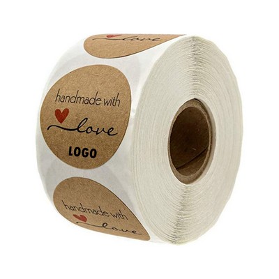 Kraft Handmade With Love Stickers Roll