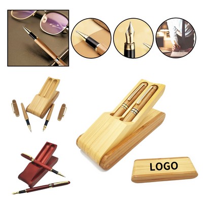 Handcrafted Bamboo Pen Set with Elegant Case