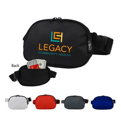 Water-Resistant 100% RPET 290D Polyester Belt Bag w/Adjustable Strap