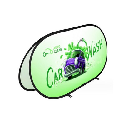 4' Pop Up Banner Oval Display Foldable Advertising Frame Signage Banner