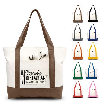 Large Cotton Canvas Boat Tote Bag